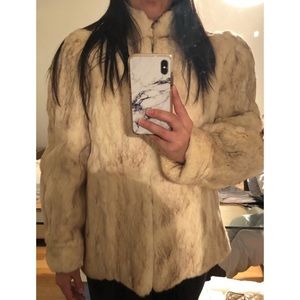 Reformation Off White Structured Fur Coat in XS/S
